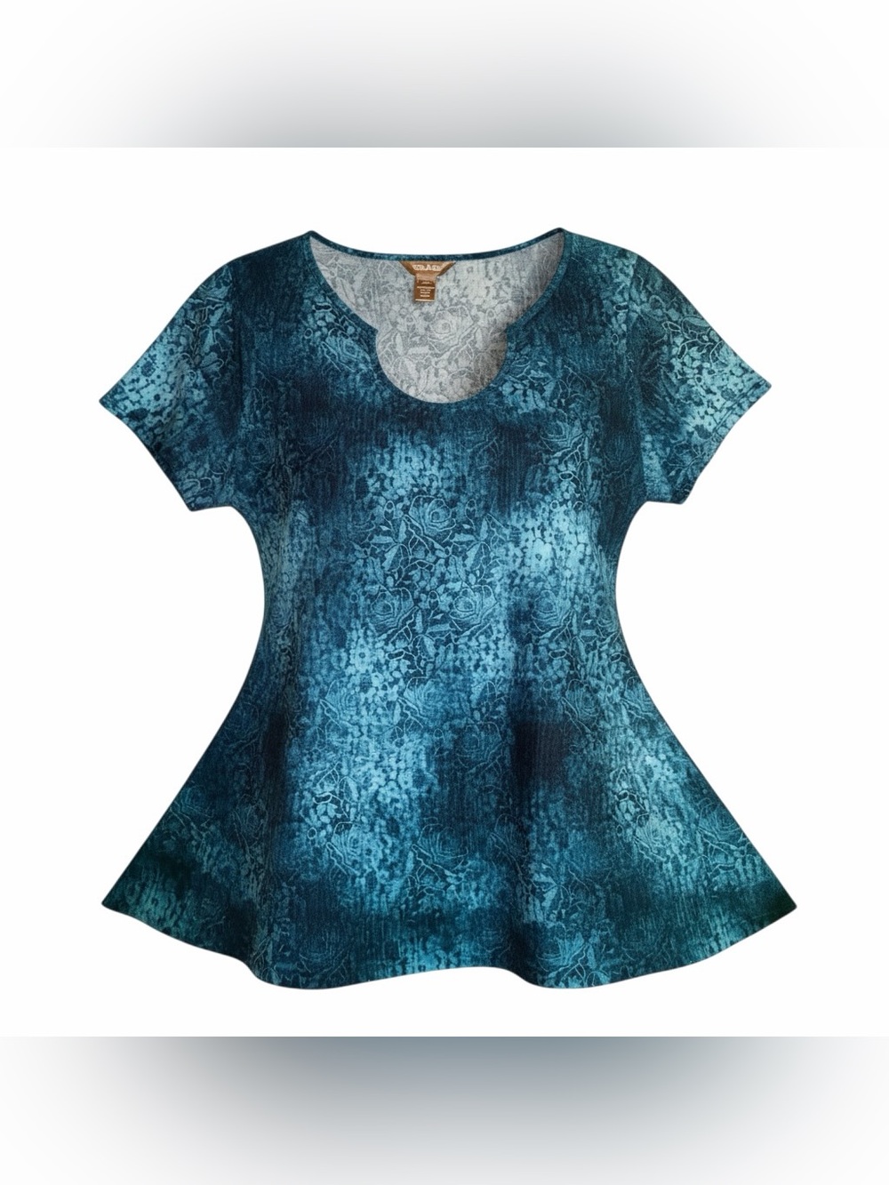 Vintage White Stag Teal Floral Burnout Top - Whimsigoth / Y2K Style